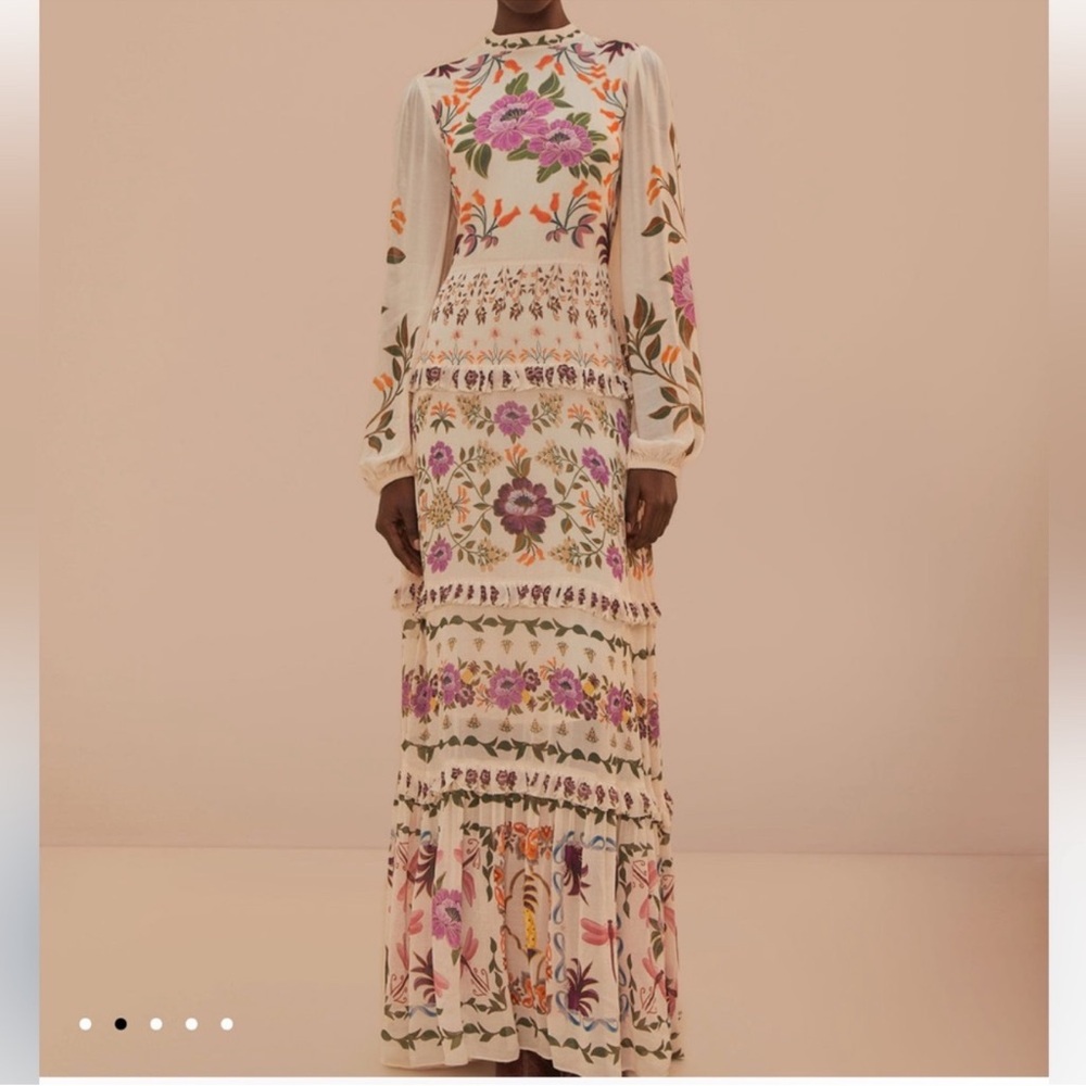 Floral Maxi Dress in Cream and Purple